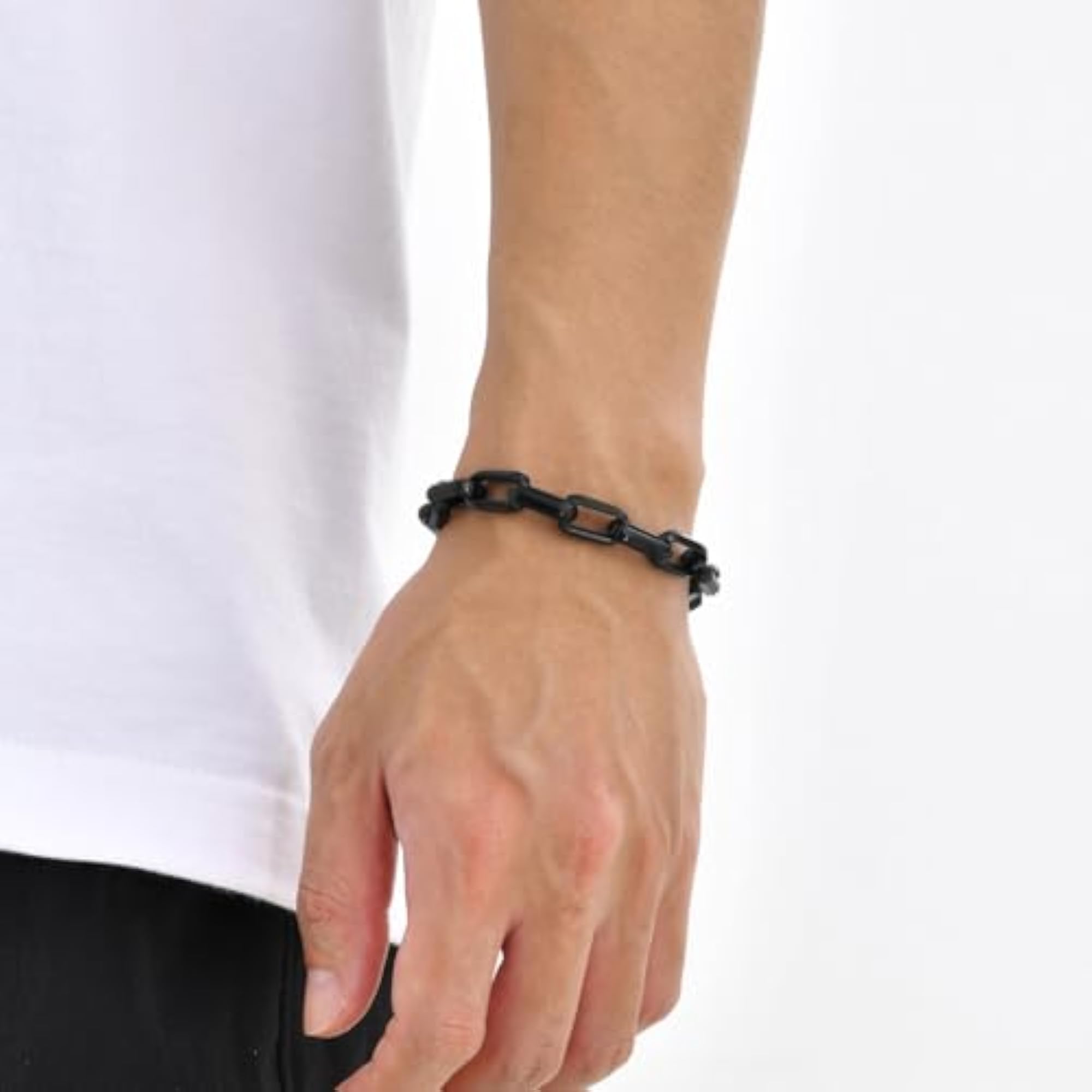 Men's Black Stainless Steel Openable Fancy Bracelet, Stylish Gift